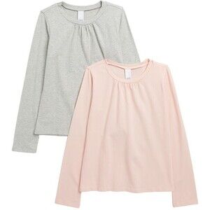 Harper Canyon Crew Neck Long Sleeve T-Shirt Pack Of 2 (White And Pink ) Size 8